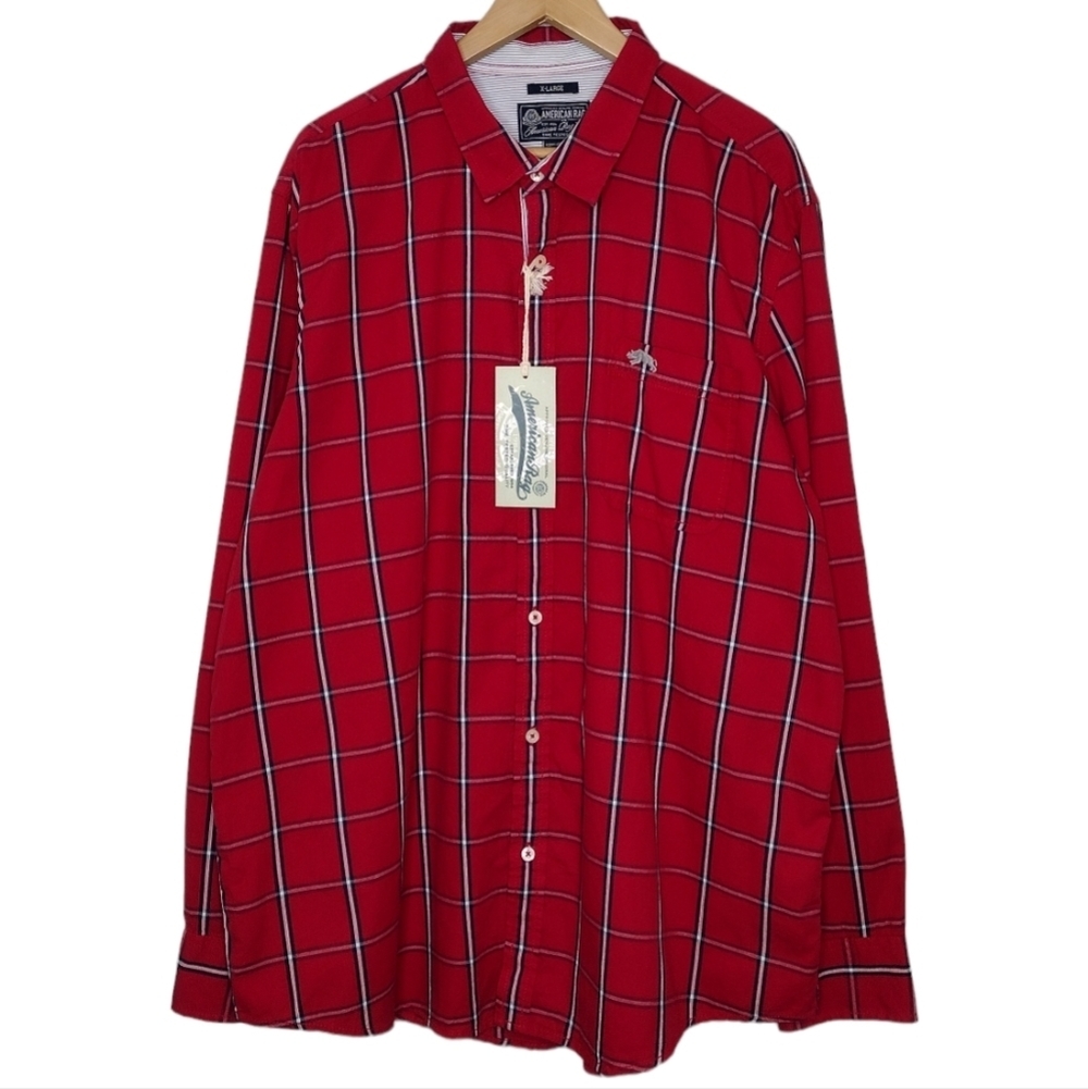 NWT American Rag Men's Plaid Casual Button Down Dress Shirt Size M